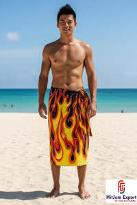 Pareo hawaïen Polynésie Sarong pour homme en poly satin Séchage rapide Doux Enveloppement de plage Service de marque blanche - Product Image 5