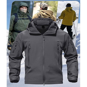 Factory Customized Men Vintage Winter Denim Softshell <b>Jacket</b> Stand Front Heather <b>Grey</b> Micro Fleece Eco-Friendly Comfortable High - Product Image 6