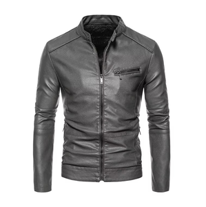 Chaqueta de Cuero Casual para Hombre, Precio al por Mayor, Alta Calidad, Estilo Moderno, Ropa de Calle con Cierre de Cremallera y Logotipo Personalizado - Product Image 1
