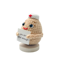 Poupée infirmière en crochet artisanale mignonne avec message positif, jouet en peluche JNC Macramé Vietnam Coton Polyester personnalisable pour