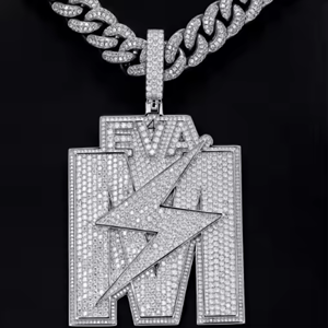 Colgante de Moissanita EVA Iced Out Lightning, Joyería Hip Hop, Cadena Cubana con Diamantes - Product Image 3