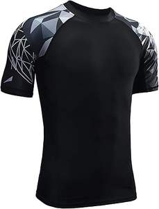 HUGE SPORTS Rash Guard à manches courtes pour homme, protection solaire UV UPF 50+ - Product Image 2