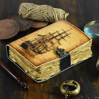 Carnet de voyage vintage en cuir véritable avec papier à bords festonnés 7x5, style classique, fait main, cadeau d'aventure pour écrivain