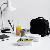 Sac isotherme semi-rigide imperméable de 3 L avec 2 compartiments, bouteille noire et boîte alimentaire compacte pour les voyages, le travail et l'école