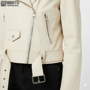 Veste en cuir pour femme, de qualité supérieure, en cuir véritable, tricotée, décontractée, taille adulte, personnalisable - Product Image 6