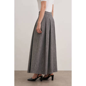 Jupe plissée en laine avec taille élastique et volants - Product Image 5