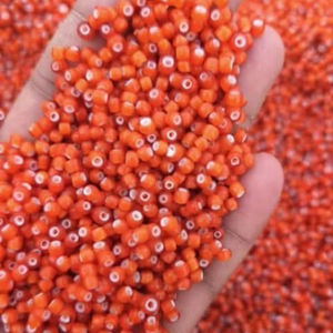 ลูกปัดแก้วงานหัตถกรรมสีส้มลูกปัดสีขาวลายหัวใจหลากสีขนาด5มม. 6มม. 8มม. 10มม. 12มม. วัสดุโคมไฟหลวม - Product Image 1