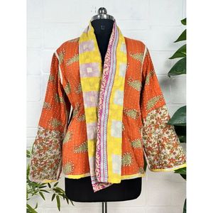 Vintage <b>Kantha</b> Stitch Dori <b>Jacket</b> One-of-a-Kind Handstitched Boho Chic Reversible Short Coat Patchwork Decoration for Spring - Product Image 4
