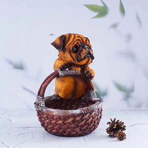 ตะกร้าใส่ลูกสุนัขสีน้ำตาล สไตล์เรียบง่าย ดีไซน์เรซิ่นแบบภาพนิ่ง - Product Image 3