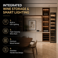 Buffet de cuisine intégré moderne de luxe KEJIA avec refroidisseur à vin intégré et éclairage LED
