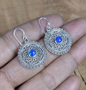 Pendientes clásicos, joyería para mujer, joyería de estilo bohemio de Plata de Ley 925, pendientes hechos a mano de piedras preciosas de ópalo, regalo para esposa - Product Image 5