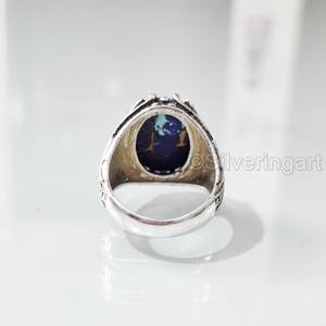 Anillo de Plata de Ley 925 para Hombre con Turquesa Natural Púrpura Cobre, Gema de Nacimiento de Diciembre, Joyería Árabe para Fiesta - Product Image 6