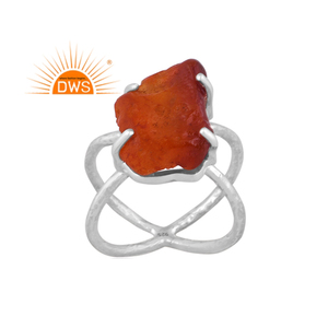 Best Selling Fine Sterling <b>Silver</b> Natural Rough Carnelian Gemstone <b>Cross</b> Design <b>Ring</b> Custom Jewelry Manufacturer - Product Image 1