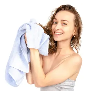 Saloons banyo için trend saç sarma havlu toptan fiyata kadınlar için % 100% pamuk saç sarma havlu.