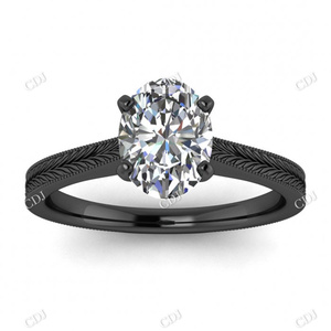 Gran oferta, anillo de bodas antiguo para mujer, corte ovalado, compromiso solitario, Joyería de diamantes con grabado de hojas, certificado GRA - Product Image 5