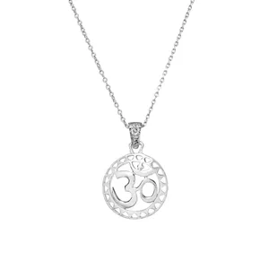 14K Gold 925 Silver Om Pendant <b>Necklace</b> Freshwater Pearl Geometric <b>Spiritual</b> Jewelry for Women Rhodium for Gifts Topaz Emerald - Product Image 4