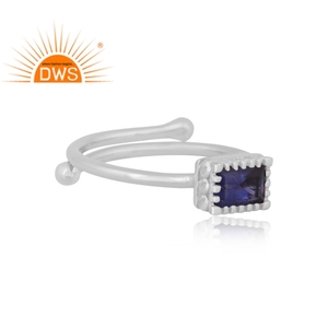 Dernière conception Bague empilable en argent sterling fin avec pierres précieuses en iolite naturelle Fabricant de bijoux personnalisé - Product Image 3