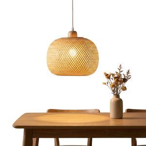 Wholesale DIY Handmade <b>Bamboo</b> Pendant Light Woven Rattan Chandelier Ceiling Lamp for Dining Room Hotel Decor OEM Factory - Product Image 2