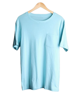 Venta al por mayor de algodón clásico de gran tamaño Regular Fit cuello redondo hombro caído Camiseta con bolsillo - Product Image 5