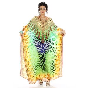 Robe caftan élégante imprimée pour femmes Design tribal dynamique Georgette taille libre coupe ample confortable sexy vêtements de plage d'été - Product Image 6