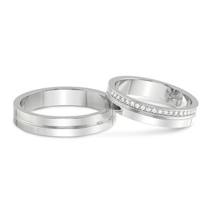 ชุดแหวนเพชรคู่เข้าชุด เพชรเลี้ยงในห้องปฏิบัติการ 0.13 กะรัต น้ำหนักรวม 14K ทองคำแท้ สี FG ความสะอาดระดับ VS แหวนเพชร 19 เม็ด ขนาดเท่ากัน - Product Image 1
