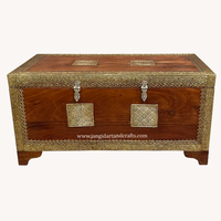 Organisateurs de coffre en bois de haute qualité fait à la main en laiton sculpté ajusté en bois Style Vintage boîte de coffre de rangement pour la décoration de la maison
