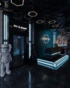 Bar de club nocturno de mármol negro de lujo personalizado Iluminación comercial LED restaurante Bar diseño de mostrador - Product Image 4