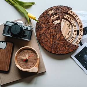 Rich wooden <b>texture</b> adds depth and warmth to flat or neutral interiors clock acts as functional timepiece and a decorative <b>art</b> - Product Image 2