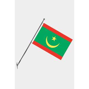Ensemble de mât de drapeau télescopique Mauritanie à fixation murale avec bannières en polyester imprimées numériquement - Product Image 1