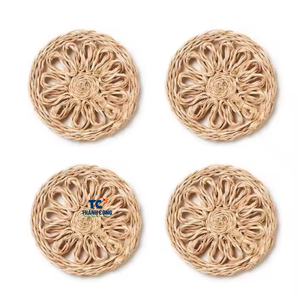 Posavasos tejidos a mano de algas marinas redondas de último diseño, muebles de mesa de arte minimalistas adecuados para vajilla, taza de té y café - Product Image 2