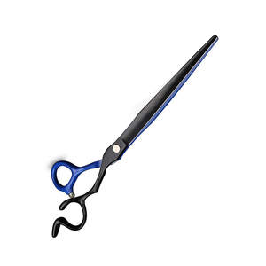 Fancy Hair Grooming Scissors Hoja recta afilada Color negro y azul Acero inoxidable Pet Grooming Scissor - Product Image 2