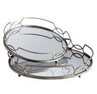 Plateau miroir rond en métal de luxe contemporain Plateau brillant antique argenté de Noël pour la maison et la cuisine Plateau de Noël