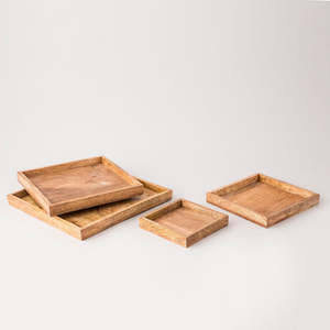 Rectangle en bois de Sesham Plateau à café en bois Conception marron Gravure et poignées de maintien Table Cuisine Décor Plateau - Product Image 2