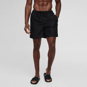 Venta al por mayor de los hombres deportivos de poliéster sólido Spandex pantalones cortos de playa impermeable con cremallera bolsillo 4-Way Stretch hombres pantalones cortos con cordón - Product Image 1