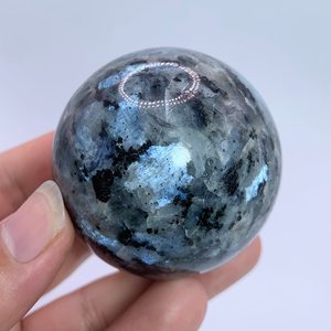 Esfera de Ágata Tallada y Grabada de Cuarzo Natural Larvikite Brillante al por Mayor, 5-6cm, Decoración Feng Shui para el Hogar y el Amor - Product Image 1