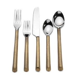Belle qualité fabricant indien fête pique-nique luxe mode en gros acier inoxydable 5 pièces couverts argent et or ensemble de couverts - Product Image 1