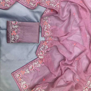 กำลังมองหาผ้าซารีผ้าไหมจอร์เจียต์ปักคุณภาพสูง FABZONE S101 สีเดียวกันนี้ สวยงาม เหมาะสำหรับงานแต่งงาน ระดับพรีเมียม - Product Image 1