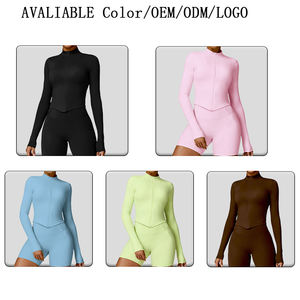 Gran oferta de conjuntos de Yoga de invierno para mujer, ropa de entrenamiento de manga larga de gimnasio, chaqueta ajustada de Yoga, sujetador, pantalones cortos deportivos para Fitness, mallas de entrenamiento - Product Image 3