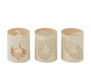 <b>Set</b> Of 2 Cream Metal Heart Cutout Candle Votives Deer Silhouette Tealight Holders Gold Home Wedding Table Decor <b>Lanterns</b> - Product Image 4