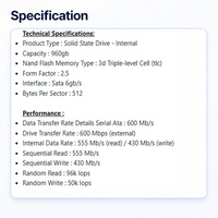 SE5031 HFS1T9G32FEH-BA10A Disco Duro SSD de 1.92TB SATA 6GB/s de 2.5 Pulgadas, Disco de Estado Sólido Empresarial para Servidor, Centro de Datos, Uso Mixto, 3D TLC