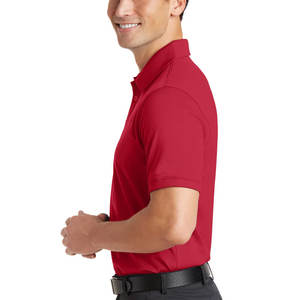 Polos clásicos de primera calidad para hombre, camisas de manga corta ajustadas antiarrugas con patrón sólido rojo de peso medio - Product Image 3