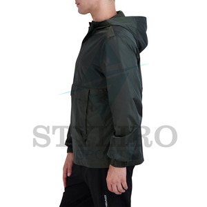 Wholesale Hooded Zipper Polyester Waterproof Windbreaker <b>Jacket</b> with Embroidery Front Custom Private Label for <b>Men</b> - Product Image 3