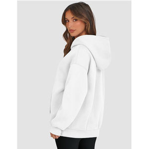 Sudaderas con capucha y sudaderas de mujer de talla grande informales a la moda, sudaderas con capucha de color sólido y polar con logotipo personalizado OEM para mujer - Product Image 1