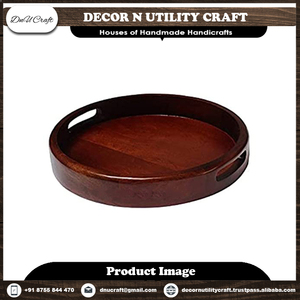 Plateau de service artisanal en bois de Sheesham avec poignée, finition laquée, pour usage résidentiel - Product Image 2