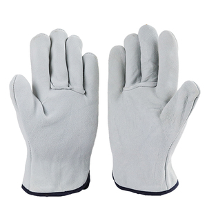 Venta al por mayor de piel de oveja blanca de alta resistencia de soldadura de cuero de seguridad de trabajo térmico guantes de conductor de cuero de vaca para los hombres con CE - Product Image 1