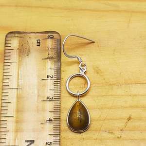 Pendiente de diseño Nepalí de Plata de Ley 925 con piedras preciosas de ojo de tigre natural para mujer, joyería hecha a mano, pendientes de plata fina al por mayor - Product Image 3