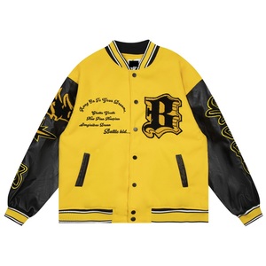 Veste classique personnalisée Varsity Letterman pour hommes avec broderie en chenille Logo avant à col montant-Couleur personnalisée de style punk - Product Image 5