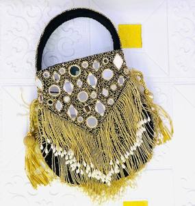Nuevo Bolso de Fiesta Étnico de Alta Calidad, Diseño Artesanal, Tipo Potli, para Novias, con Pedrería y Patrón de Piedras, Estilo Fusion para Damas - Product Image 3