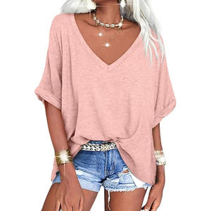 Camiseta de gran tamaño de algodón 100% de peso pesado para mujer, ropa de calle Vintage con estampado personalizado y logotipo, camisetas gráficas de verano - Product Image 1