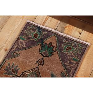 1,3x2,8 ft Turkish Rug, Rug, <b>Brown</b> Plants & trees Rug <b>Wool</b> - Product Image 5